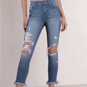 Pistola Monroe High Rise Raw Hem Distressed Cigarette Crop Jean sz 26